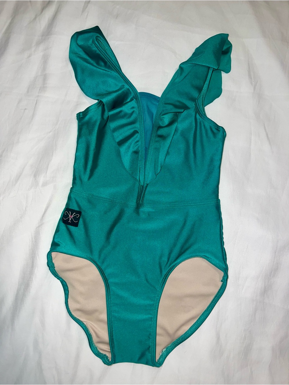 Girls Teal Ruffle Dance Leotard